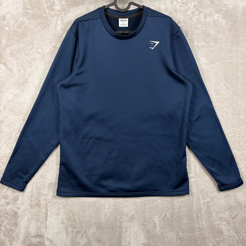 Gymshark Arrival Crew Sweatshirt Mens L Navy Blue Long Sleeve Fleece Lined